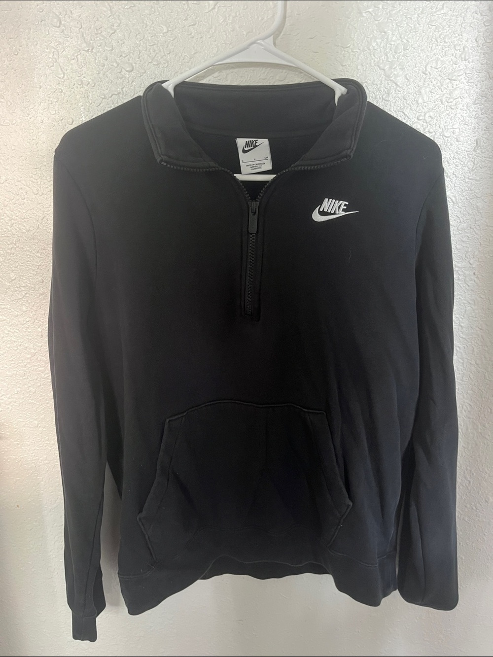 Nike Black Half-Zip Pullover Hoodie with White Swoosh